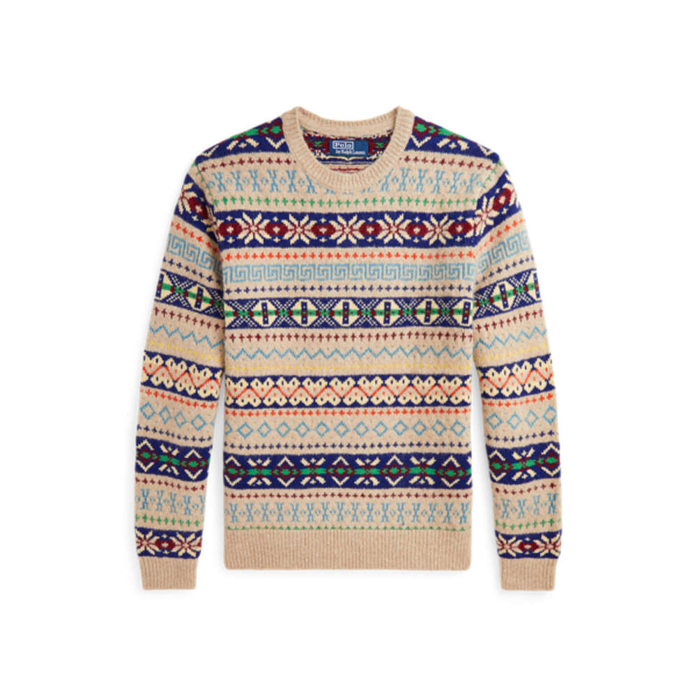 NWT POLO RALPH LAUREN Fair Isle Wool Blend Crewneck Knit Sweater Size Large